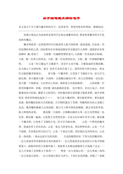 关于描写魔术师的句子