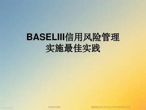 BASELIII信用风险管理实施最佳实践