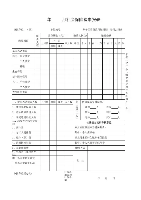 社会保险费申报表