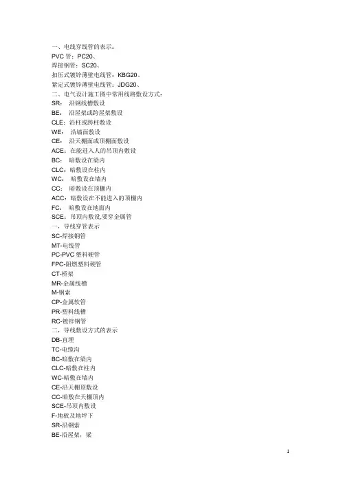 电气管线字母表示