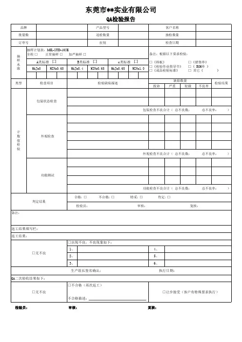 QA检验报告