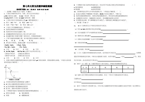 鲁教版化学九年级下册第七单元常见的酸和碱检测题