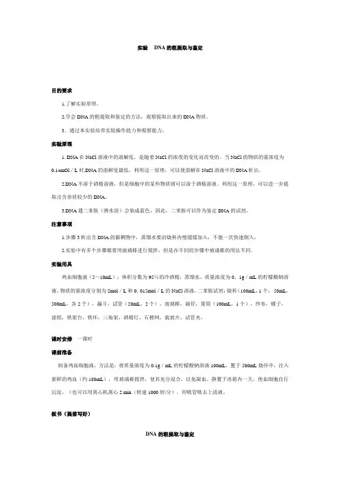 实验——DNA的粗提取与鉴定