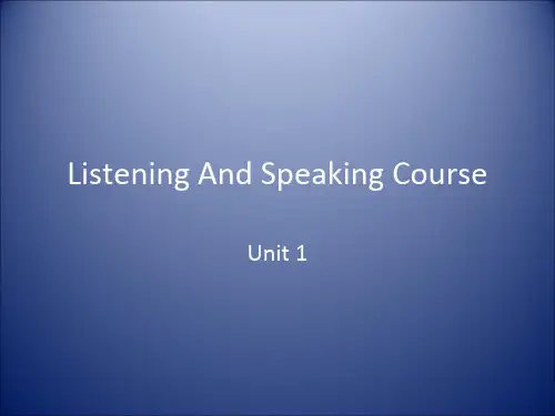 Listening And Speaking Course Unit 1