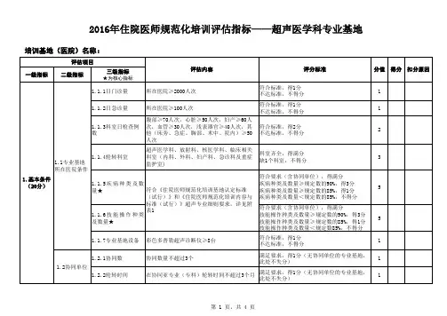 住院医师规范化培训超声科标准