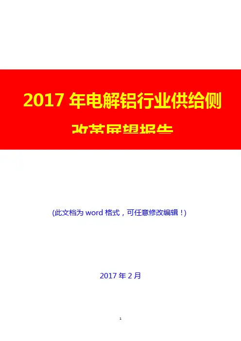 2017年电解铝行业供给侧改革展望报告