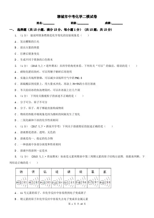 聊城市中考化学二模试卷