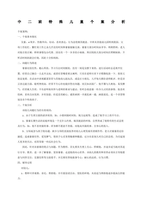 特殊儿童个案分析