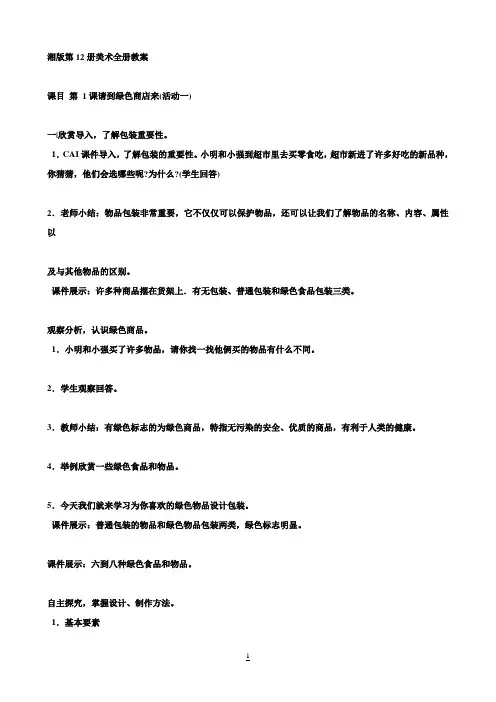 湘教版小学美术六年级下册全册教案
