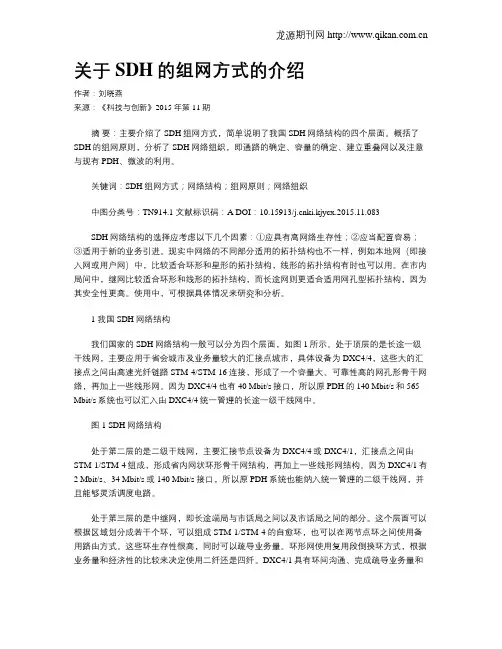 关于SDH的组网方式的介绍