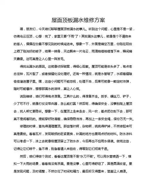 屋面顶板漏水维修方案
