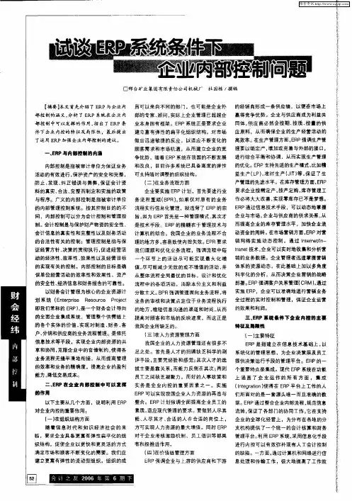 试谈ERP系统条件下企业内部控制问题