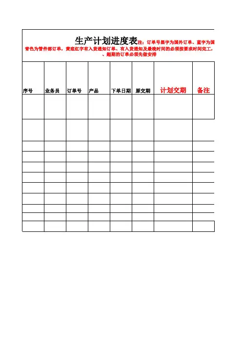 生产计划进度表