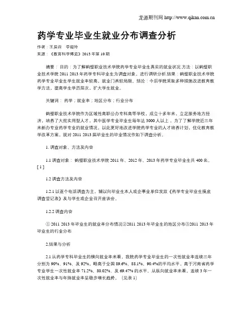 药学专业毕业生就业分布调查分析