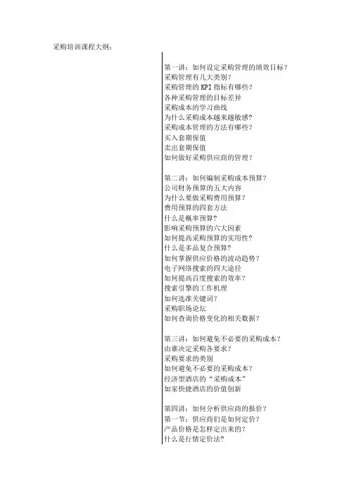 采购培训课程大纲