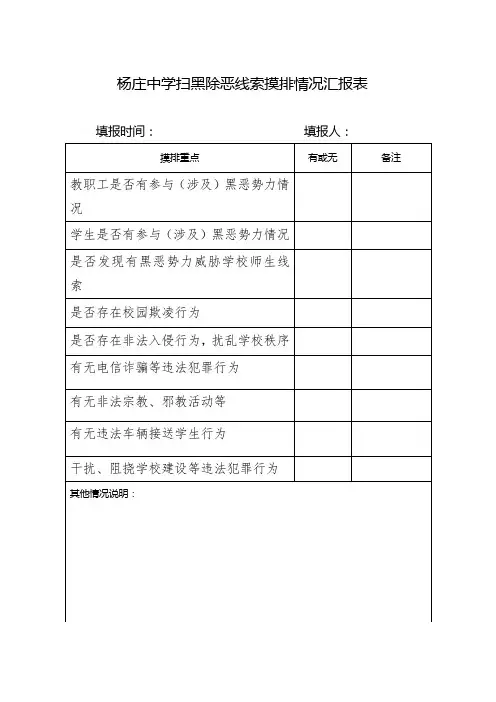 扫黑除恶情况排查表