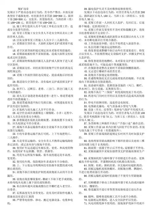 煤矿违章处罚标准.doc