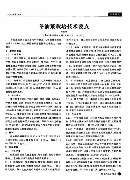 冬油菜栽培技术要点