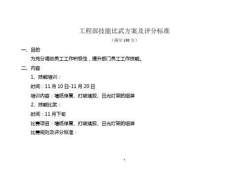 工程部技能比武方案及评分标准