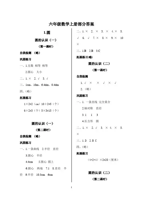 六年级数学上册部分答案