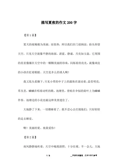 描写夏夜的作文200字
