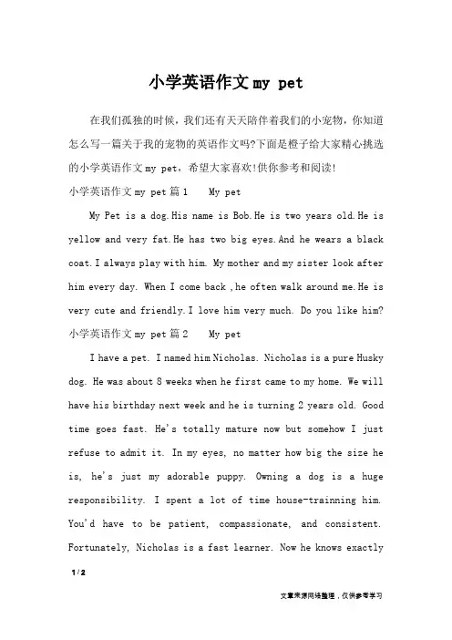 小学英语作文my pet_英语作文