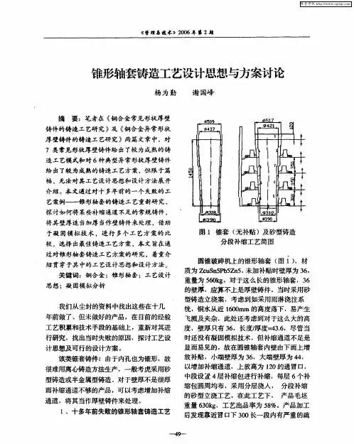锥形轴套铸造工艺设计思想与方案讨论