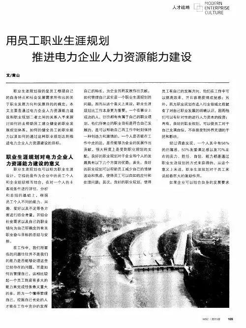 用员工职业生涯规划推进电力企业人力资源能力建设