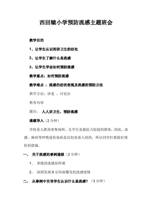 预防流感主题班会 2
