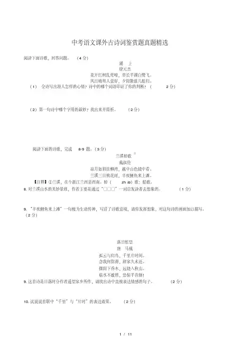 中考语文课外古诗词鉴赏题真题精选.pdf