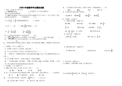 2011小学六年级数学毕业试题(附答案_试卷分析)