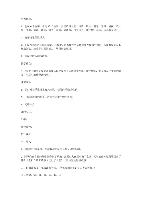 《玩出了名堂》教学设计之2