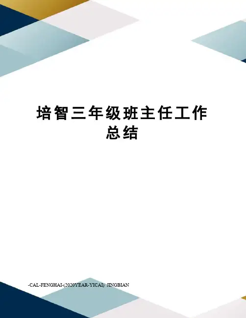 培智三年级班主任工作总结
