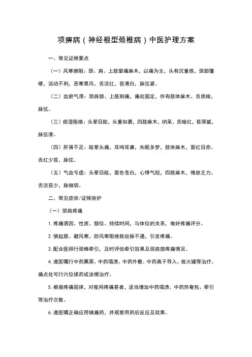 项痹病中医护理方案