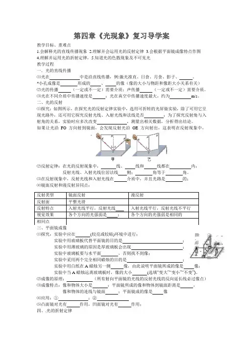 《光现象》 复习教学设计