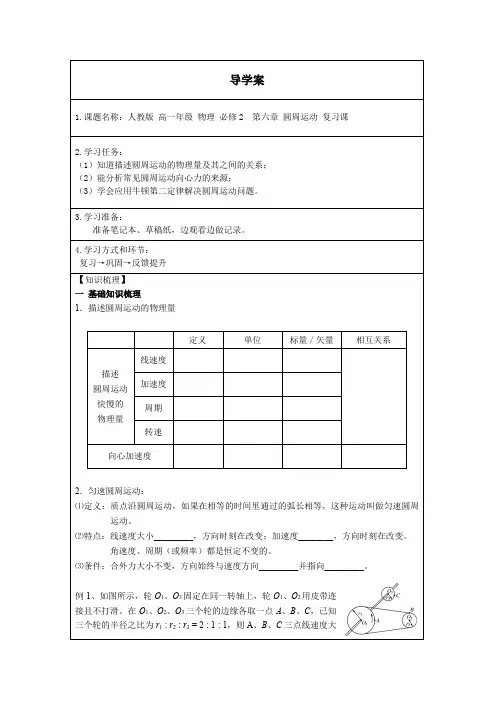 圆周运动复习课导学案