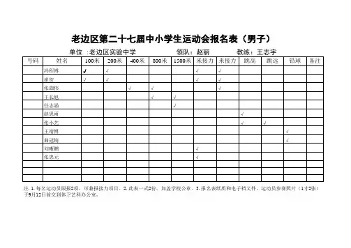 运动会报名表 2