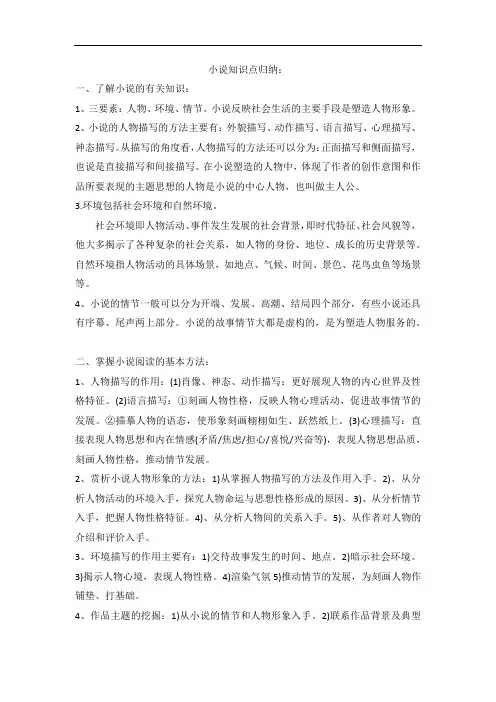 小说知识点归纳