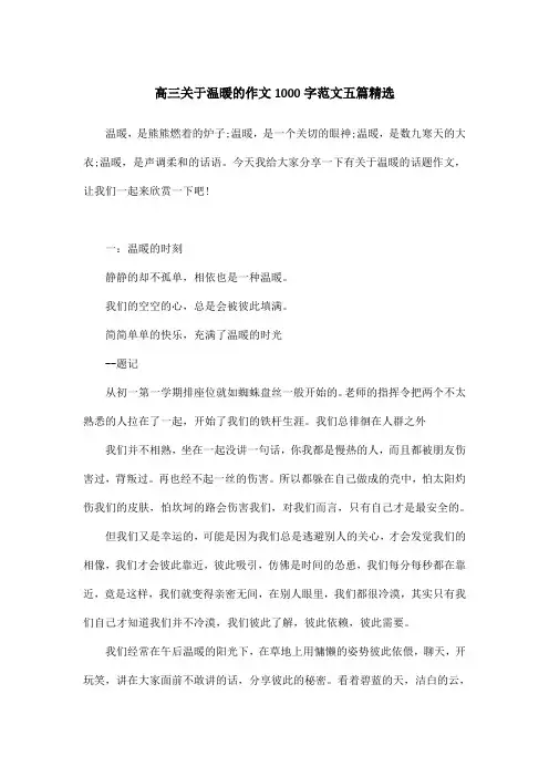 高三关于温暖的作文1000字范文五篇精选