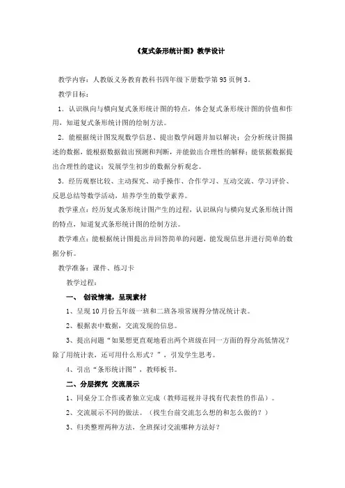 人教小学四年级上册数学《复式条形统计图》教学设计及反思00