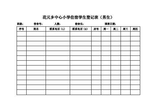 住宿学生基本情况登记表