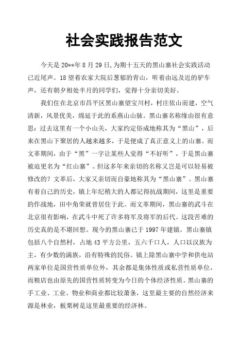 社会实践报告范文