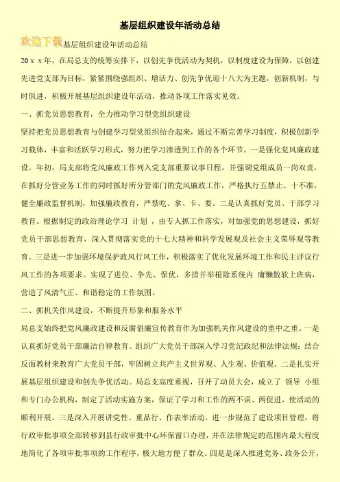 基层组织建设年活动总结
