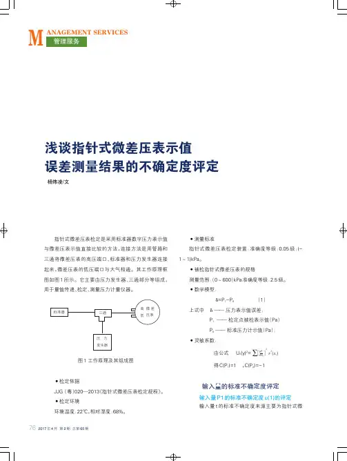 浅谈指针式微差压表示值误差测量结果的不确定度评定