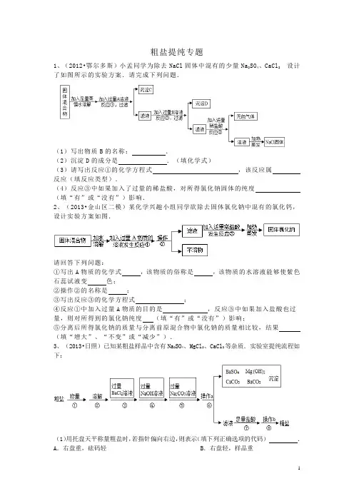 粗盐提纯专题