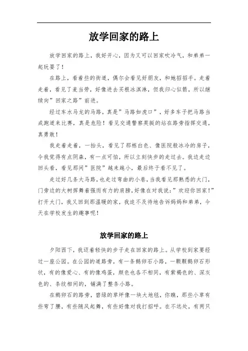 放学回家的路上写作文三年级