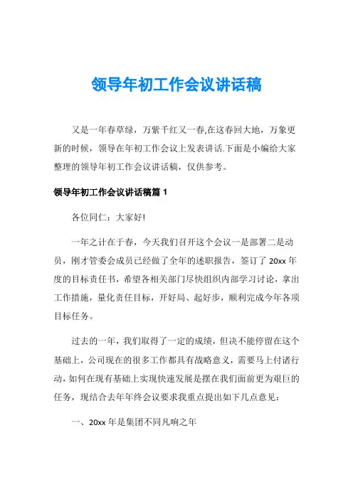 领导年初工作会议讲话稿