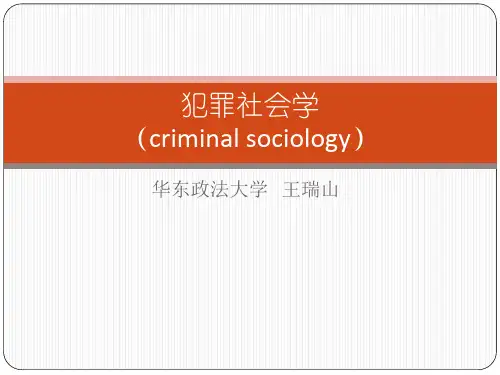 犯罪社会学第五讲 犯罪测量与分布