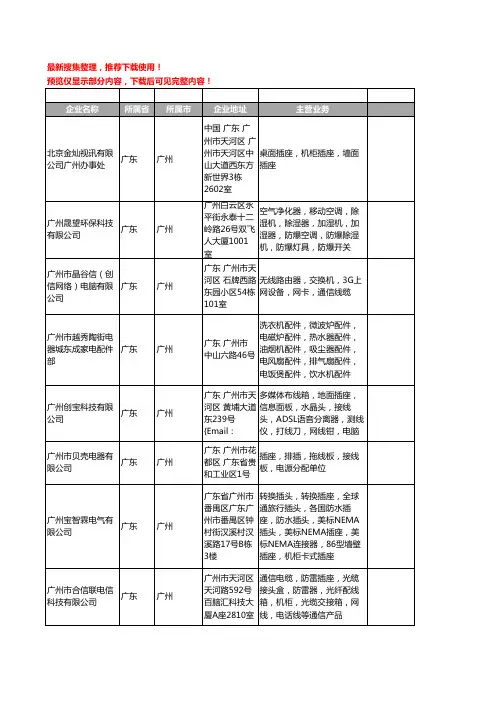 新版广东省广州机柜插座工商企业公司商家名录名单联系方式大全16家