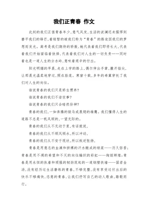 我们正青春 作文_作文